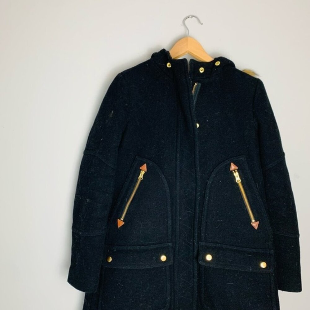 J. Crew Vail Parka Black Wool Jacket